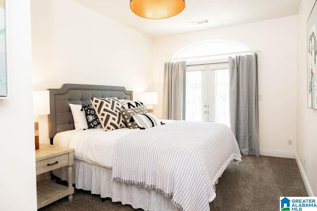 967 Wright Way Dr, Wedowee, AL 36278 - bedroom featuring carpet flooring, access to outside, baseboards, and french doors