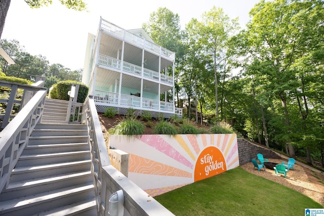 967 Wright Way Dr, Wedowee, AL 36278 - rear view of property featuring stairway