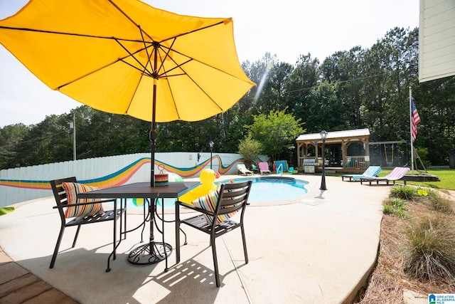 967 Wright Way Dr, Wedowee, AL 36278 - view of swimming pool with a patio, a pergola, and view of scattered trees