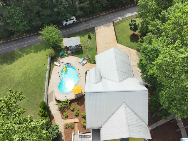 967 Wright Way Dr, Wedowee, AL 36278 - view from above of property featuring a pool