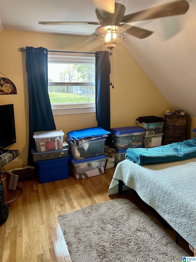 12325 US Highway 411 N, Centre, AL 35960 - bedroom featuring wood finished floors, lofted ceiling, and a ceiling fan