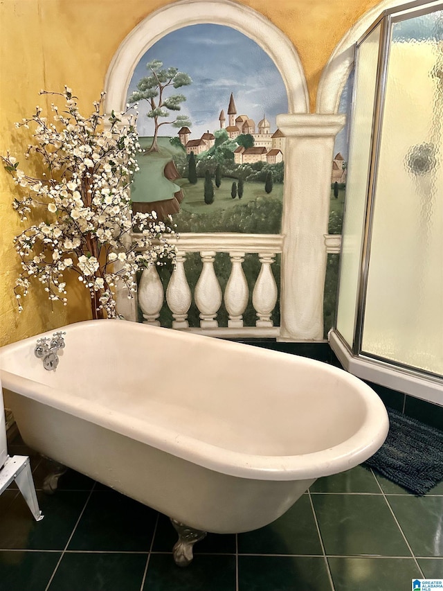 12325 US Highway 411 N, Centre, AL 35960 - full bath with tile patterned floors, a stall shower, and a soaking tub