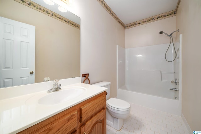 4244 Cobblestone Ct, Pinson, AL 35126 - bathroom with toilet, vanity, tile patterned floors, and shower / bathtub combination