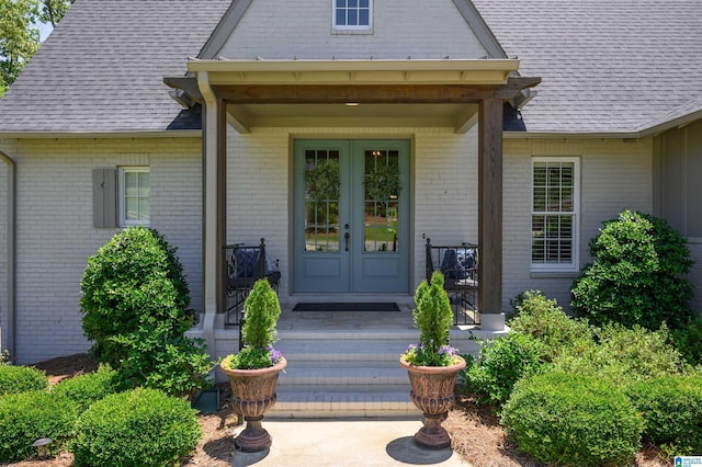 2021 Kinzel Ln, Birmingham, AL 35242 - doorway to property with french doors, brick siding, and roof with shingles