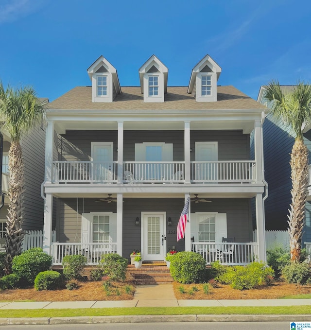 1517 Laurens St, Birmingham, AL 35242 - view of front of home featuring covered porch, a balcony, and a ceiling fan