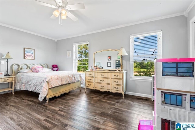 2523 County Road 222, Cullman, AL 35057 - bedroom featuring crown molding, wood finished floors, baseboards, and a ceiling fan