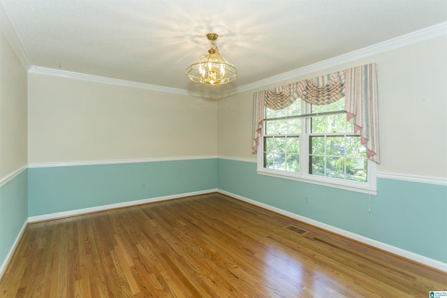3300 Shetland Trce, Birmingham, AL 35242 - spare room with a chandelier, wood finished floors, baseboards, and crown molding