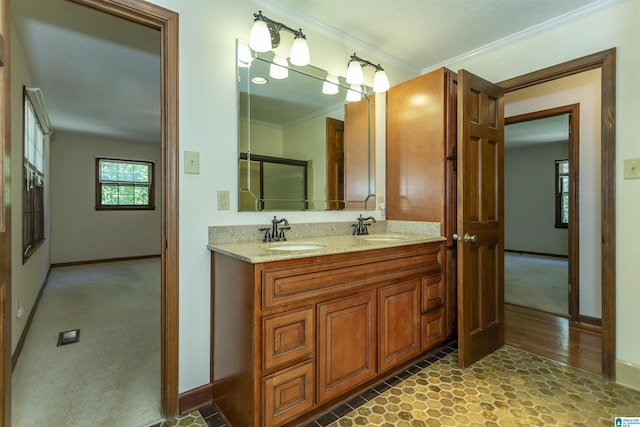 3300 Shetland Trce, Birmingham, AL 35242 - full bathroom featuring crown molding, baseboards, and double vanity