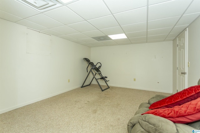 3300 Shetland Trce, Birmingham, AL 35242 - living area featuring a paneled ceiling, carpet flooring, and baseboards