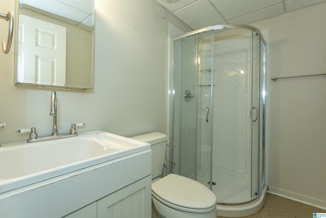 3300 Shetland Trce, Birmingham, AL 35242 - full bathroom with a stall shower, toilet, vanity, and baseboards