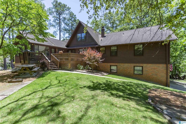 3300 Shetland Trce, Birmingham, AL 35242 - rear view of house featuring a wooden deck and a lawn