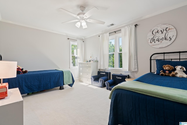 1709 Wakefield Dr, Hoover, AL 35216 - carpeted bedroom featuring crown molding and ceiling fan