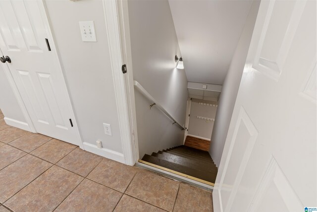 1709 Wakefield Dr, Hoover, AL 35216 - stairs featuring tile patterned floors and baseboards