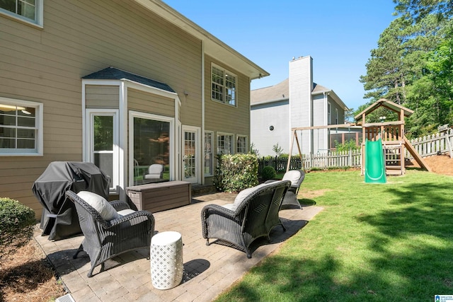 1709 Wakefield Dr, Hoover, AL 35216 - view of patio / terrace with a playground and grilling area