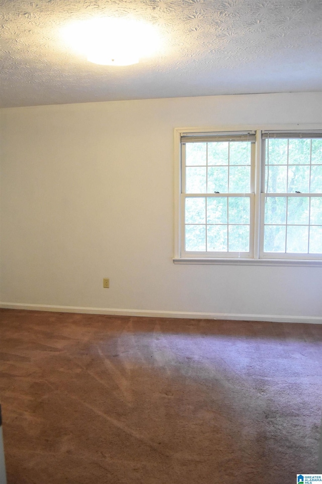 2301 Hathaway Heights Rd, Anniston, AL 36207 - unfurnished room with plenty of natural light, baseboards, dark carpet, and a textured ceiling