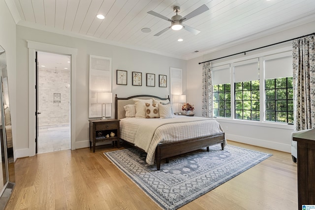 3 Troon, Birmingham, AL 35242 - bedroom featuring baseboards, recessed lighting, light wood-style floors, wood ceiling, and ensuite bathroom