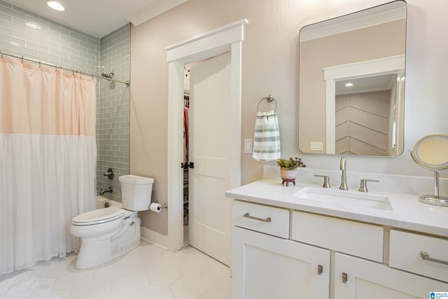 3 Troon, Birmingham, AL 35242 - full bathroom with vanity, toilet, tile patterned flooring, shower / tub combo with curtain, and recessed lighting