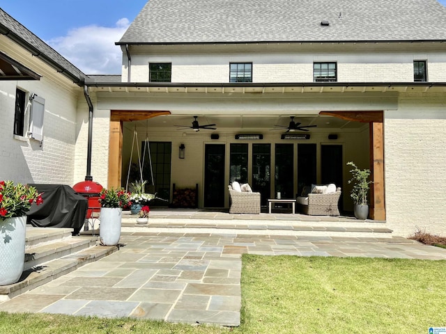 3 Troon, Birmingham, AL 35242 - rear view of property with a ceiling fan, a patio area, and brick siding