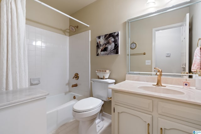 3141 Chestnut Oaks Dr, Hoover, AL 35244 - full bath with vanity, shower / tub combo with curtain, toilet, and tile patterned floors