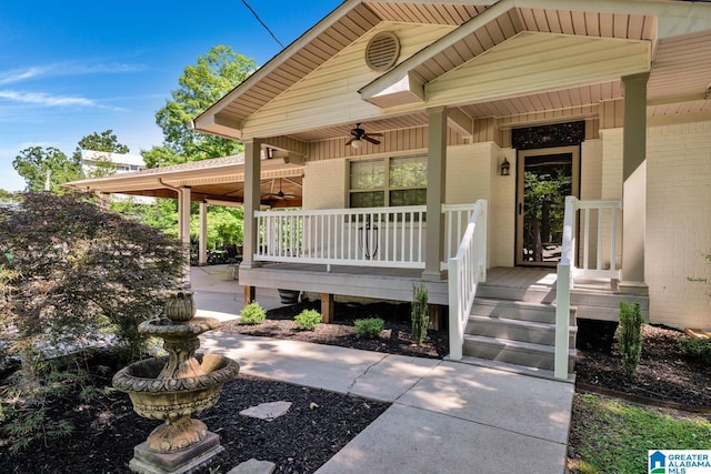 14 County Road 279, Cullman, AL 35057 - entrance to property featuring brick siding, covered porch, and ceiling fan