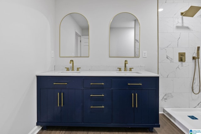 3010 15th St, Ensley, Birmingham, AL 35208 - bathroom with double vanity and wood finished floors