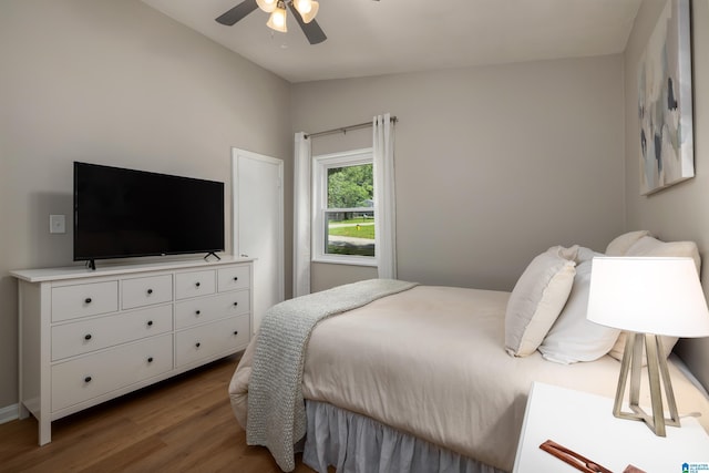 1345 Cresthill Rd, Birmingham, AL 35213 - bedroom featuring wood finished floors, lofted ceiling, and ceiling fan