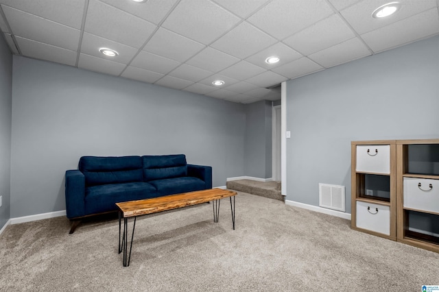 204 Forest Pkwy, Alabaster, AL 35007 - living area with carpet floors, baseboards, recessed lighting, and a paneled ceiling