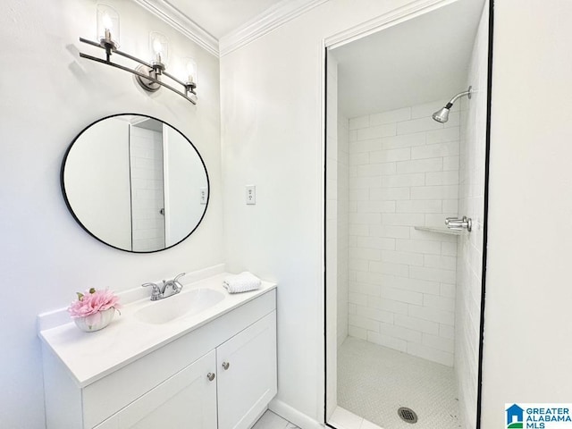 2723 6th St NE, Center Point, AL 35215 - bathroom featuring vanity, a stall shower, and ornamental molding