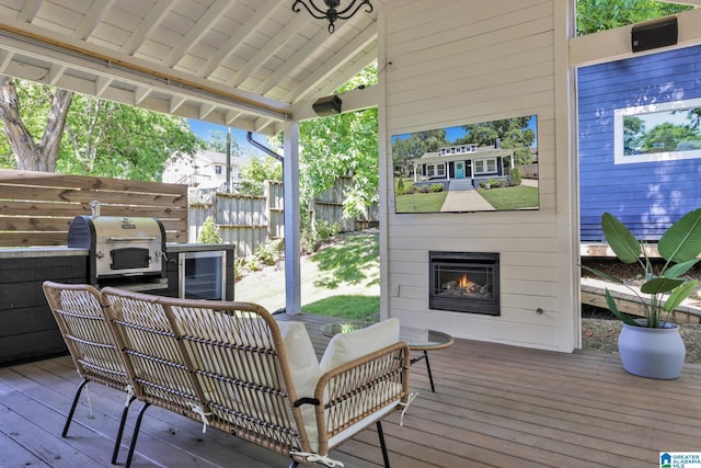 1505 36th St N, Birmingham, AL 35234 - deck featuring area for grilling, an outdoor living space with a fireplace, and wine cooler