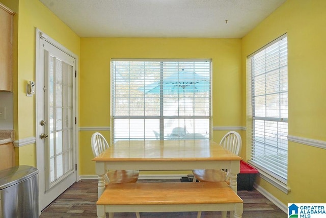 1937 Riva Ridge Rd, Helena, AL 35080 - dining room featuring dark wood-type flooring, baseboards, and a textured ceiling