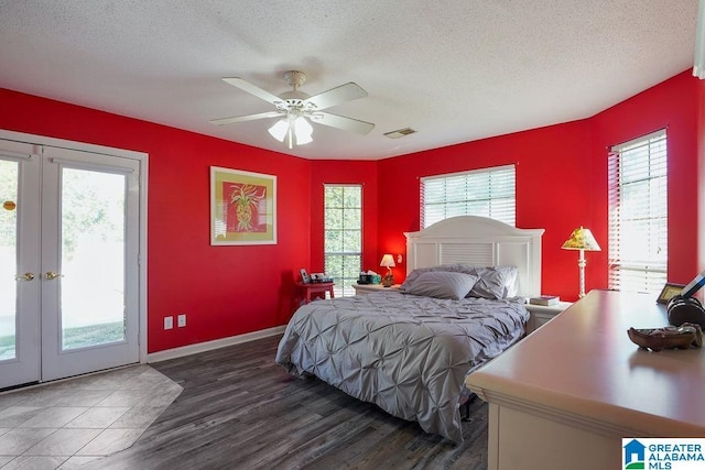 1937 Riva Ridge Rd, Helena, AL 35080 - bedroom with french doors, access to outside, a textured ceiling, wood finished floors, and baseboards