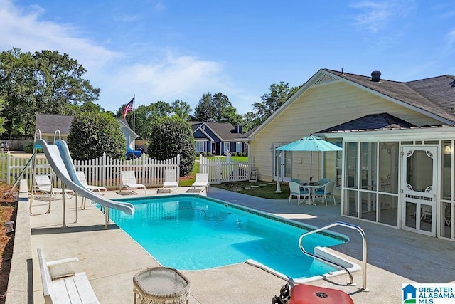 1937 Riva Ridge Rd, Helena, AL 35080 - view of swimming pool featuring a water slide, a patio area, and french doors
