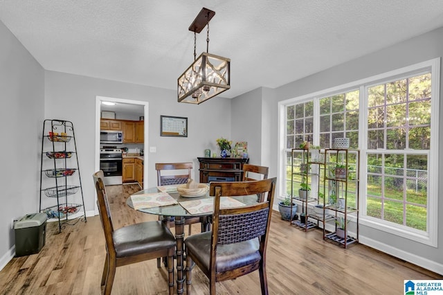 276 River Oak Trl, Hayden, AL 35079 - dining space with light wood-style floors, baseboards, a chandelier, and a textured ceiling