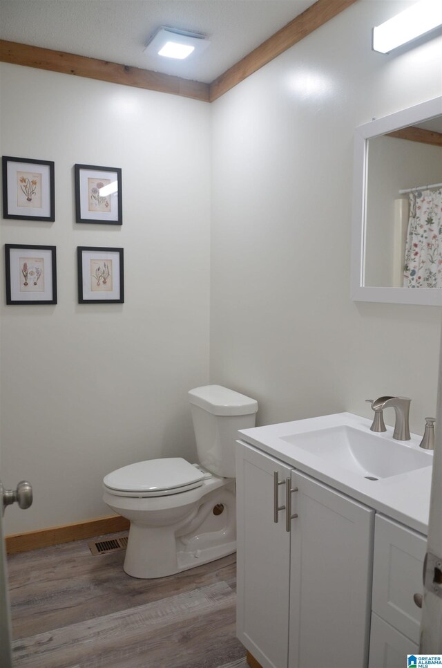 1679 Curry Hwy, Jasper, AL 35503 - full bathroom featuring vanity, toilet, wood finished floors, and baseboards