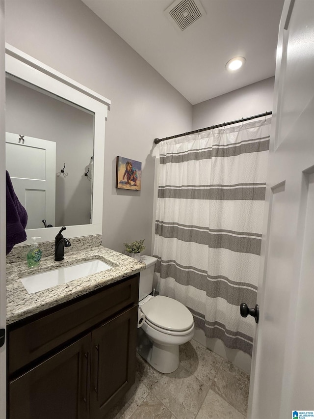 171 Sweetwater Dr, Wedowee, AL 36278 - bathroom with vanity, toilet, and curtained shower