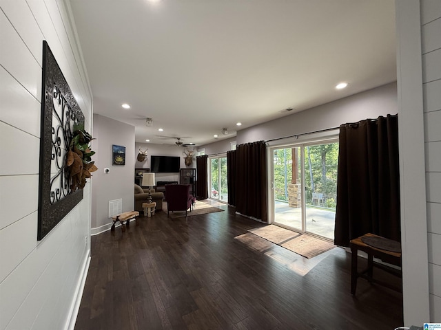 171 Sweetwater Dr, Wedowee, AL 36278 - living area with dark wood-type flooring, recessed lighting, and a ceiling fan