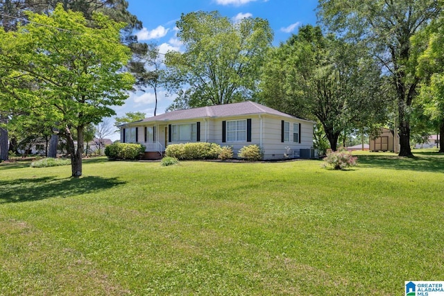 1416 11th St SE, Cullman, AL 35055 - ranch-style house with a front yard and central AC unit