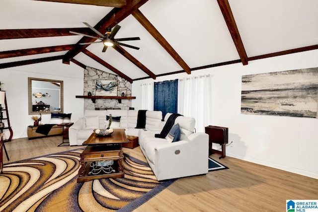 717 Country View Ter, Birmingham, AL 35215 - living area with wood finished floors, a ceiling fan, and baseboards