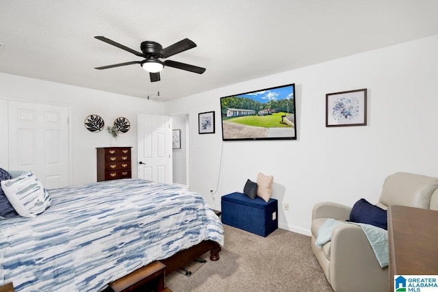 717 Country View Ter, Birmingham, AL 35215 - bedroom featuring carpet, baseboards, and ceiling fan