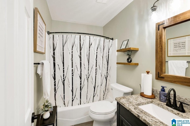 717 Country View Ter, Birmingham, AL 35215 - full bath featuring vanity, toilet, and shower / bathtub combination with curtain