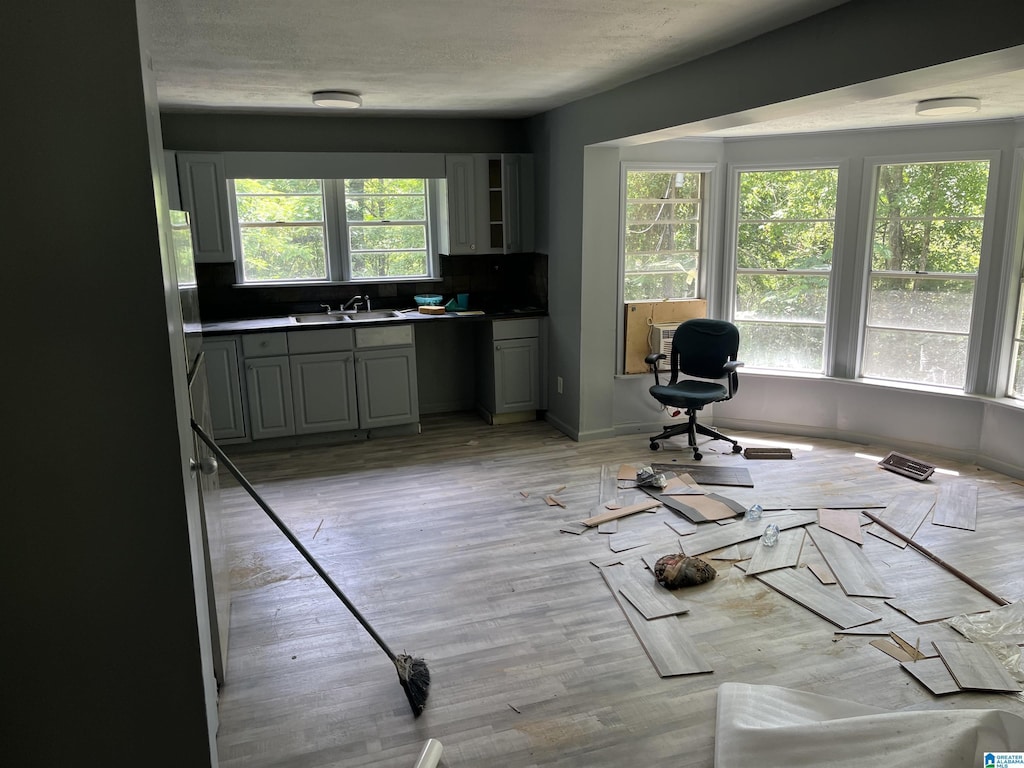 5162 Willow Ridge Ln, Pinson, AL 35126 - kitchen featuring gray cabinetry, light wood-type flooring, and a sink