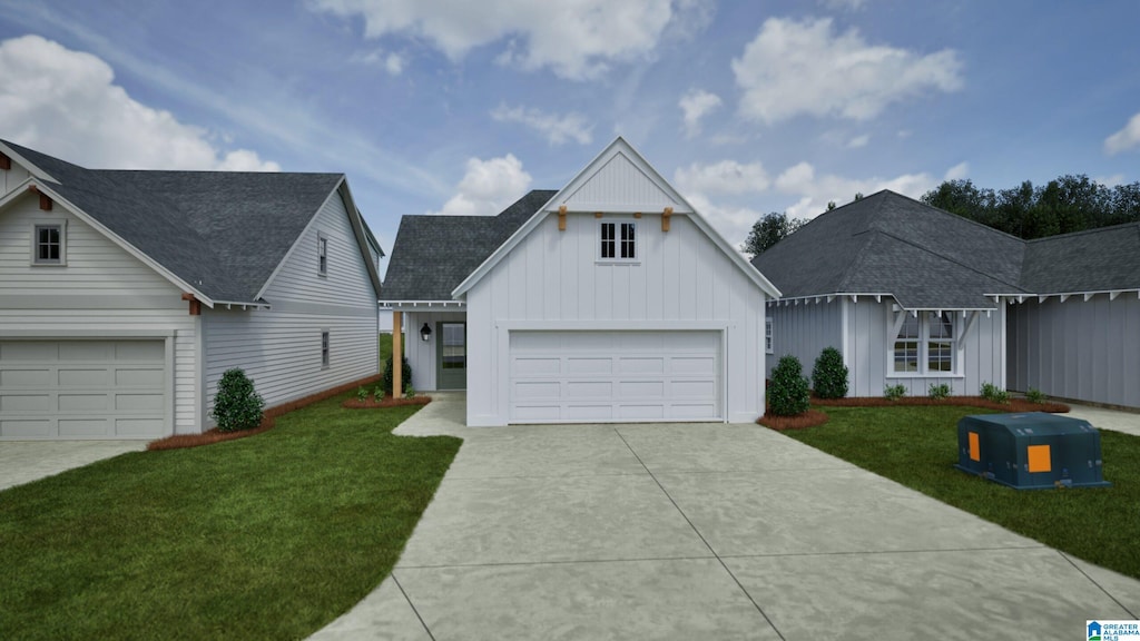 154 Shiloh Creek Dr, Calera, AL 35040 - view of front of property featuring board and batten siding, concrete driveway, and a front lawn