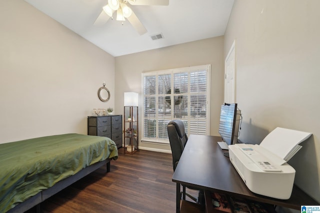 2093 Forest Lakes Ln, Sterrett, AL 35147 - bedroom featuring wood finished floors, a desk, and a ceiling fan