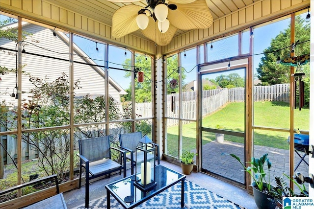 2093 Forest Lakes Ln, Sterrett, AL 35147 - sunroom / solarium featuring a ceiling fan