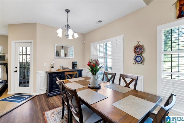2093 Forest Lakes Ln, Sterrett, AL 35147 - dining space with wood finished floors and a chandelier