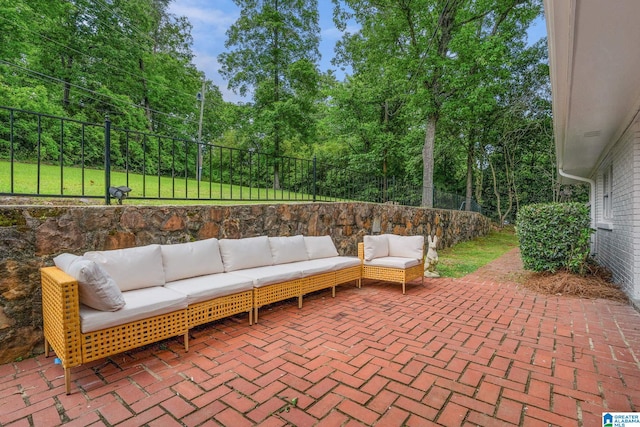 3208 N Woodridge Rd, Mountain Brook, AL 35223 - fenced backyard featuring outdoor lounge area and a patio area