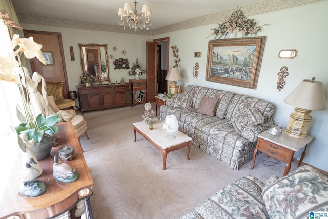 3332 Berry Dr, Hueytown, AL 35023 - carpeted living area with a chandelier