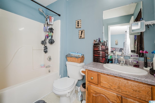 3628 Oscar Bradford Rd, Hayden, AL 35079 - bathroom featuring vanity, toilet,  shower combination, and tile patterned floors