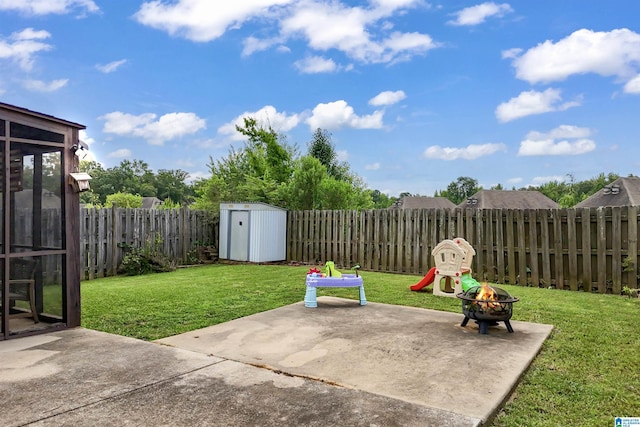 1206 Savannah Ln, Calera, AL 35040 - view of yard featuring a patio area and a fire pit
