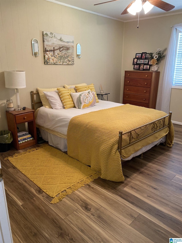 5769 Eastern Valley Rd, Mccalla, AL 35111 - bedroom with ornamental molding, wood finished floors, and ceiling fan